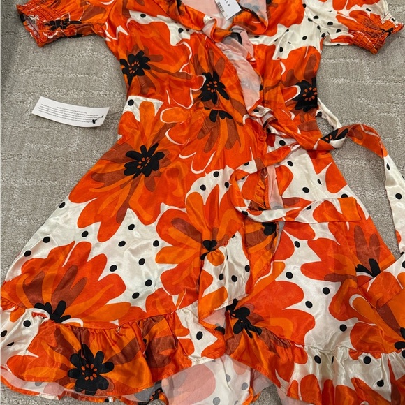 Topshop Orange Floral Mini Dress - Picture 5 of 8